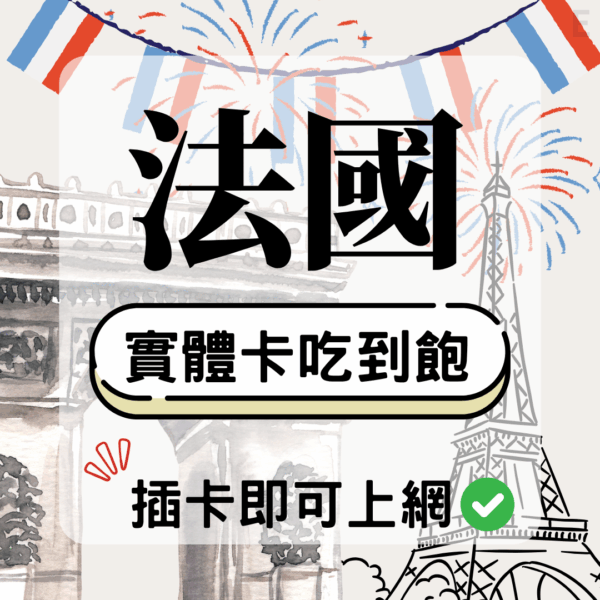 53 法國-實體卡(5G/4G高速)